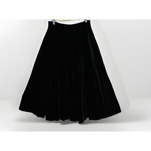 Laura Ashley Velvet Skirt Maxi Women's 12 Black Full Long